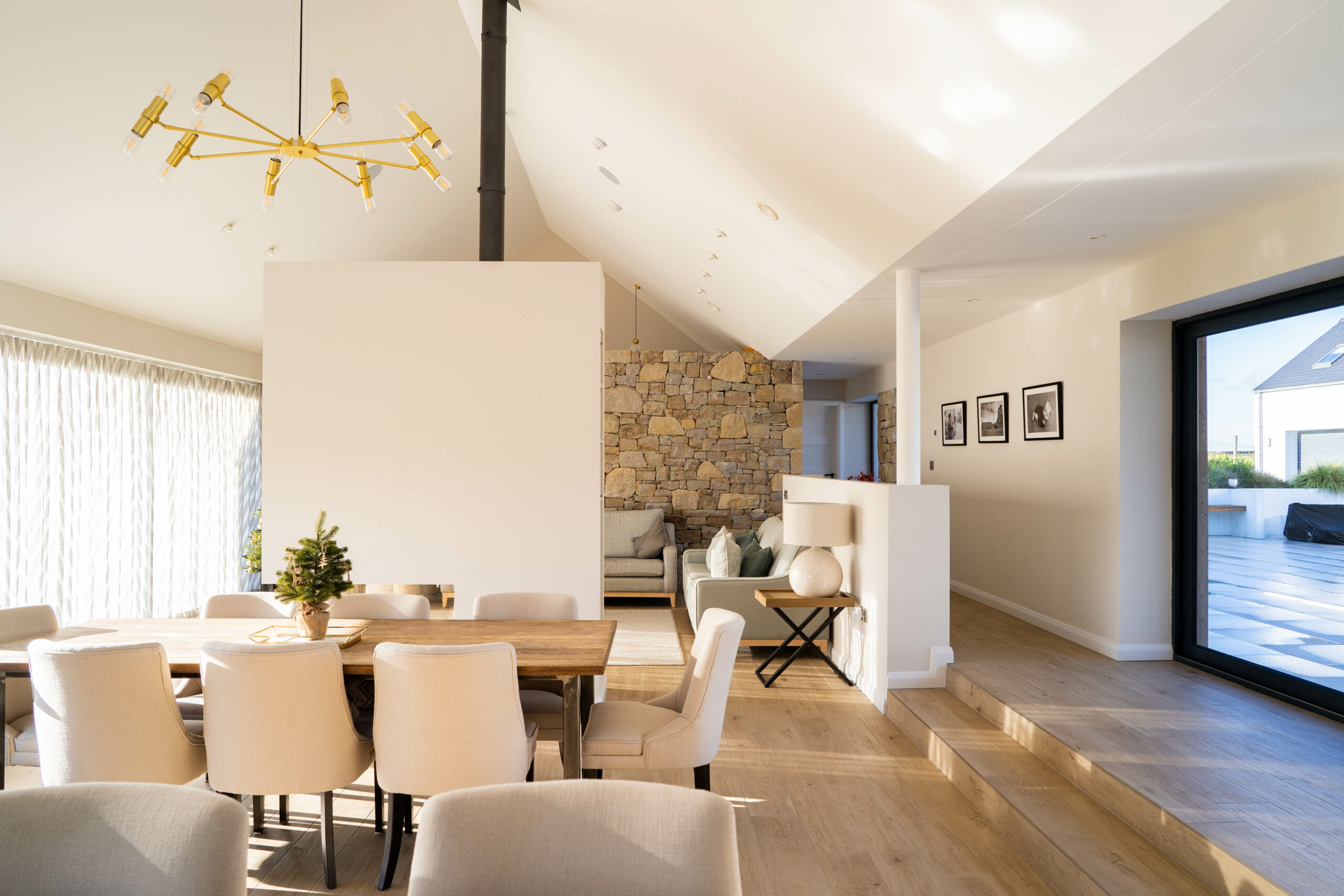 Internal view of open plan dining/living area